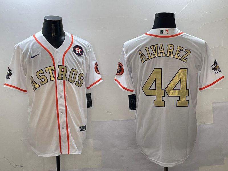 Men Houston Astros #44 Alvarez White Gold Game 2025 Nike MLB Jersey style 5